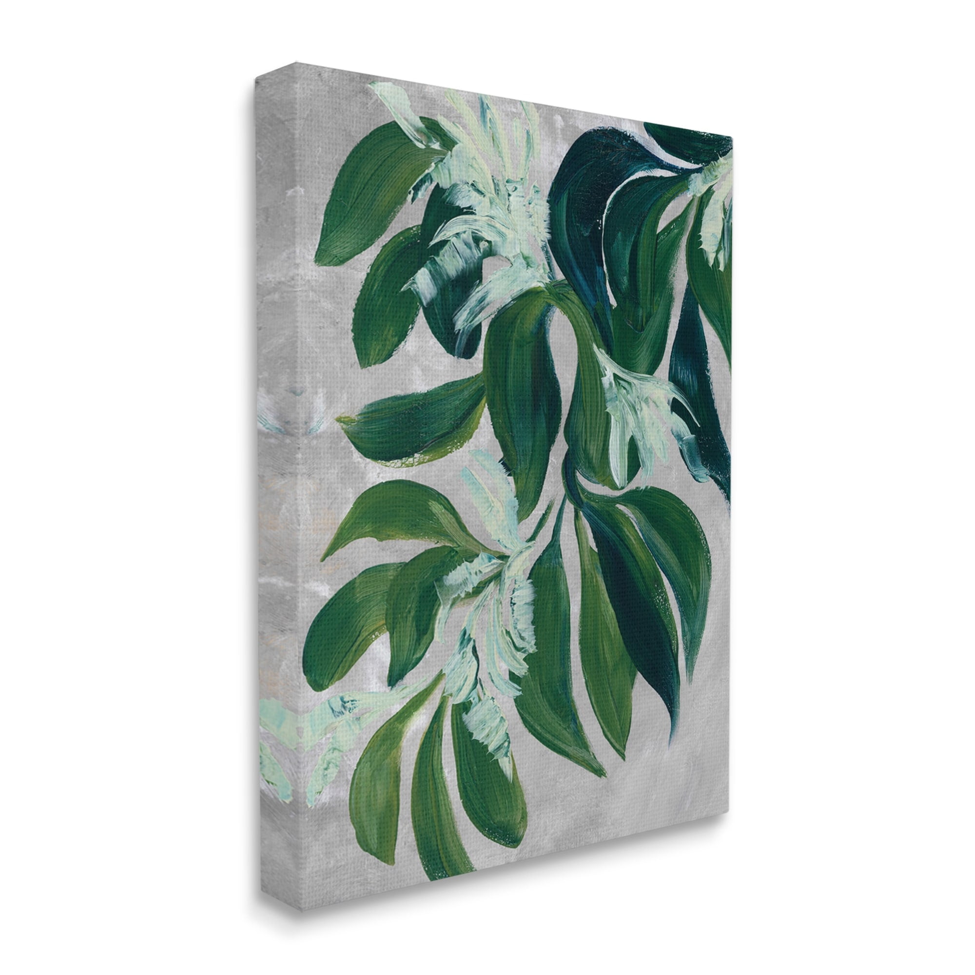Stupell Painterly Green Plant Leaves Botanical & Floral Painting Gallery Wrapped Canvas Print Wall Art