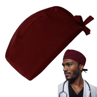 Scrub Cap with Sweatband, Adjustable Tie Back Hat, Breathable Work Cap for XXL Oversized Working Scrub Cap with Sweatband and Elastic  main image 3