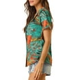 thumbnail image 5 of INSPIRE CHIC Women's Shirts Hawaiian Short Sleeve Tropical Floral Button Down Tops L Black, 5 of 8
