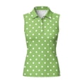 thumbnail image 4 of Yuyamidu Green Polka Dots Ladies Golf Shirts Elastic Tennis 3 Buttons Sleeveless Sport Wear Moisture Wicking Shirts for Women Size XS, 4 of 7