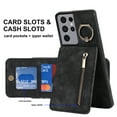 thumbnail image 4 of Mantto Wallet Case for Samsung S21 Ultra, Slim Premium Credit Card Slot, Zipper Wallet Case with Ring Holder Kickstand Leather Magnetic Flip Back Shockproof Cover for Samsung Galaxy S21 Ultra, Black, 4 of 10