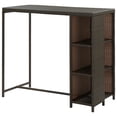 thumbnail image 2 of vidaXL Bar Table with Storage Rack Brown 120x60x110 cm Poly Rattan, 2 of 4