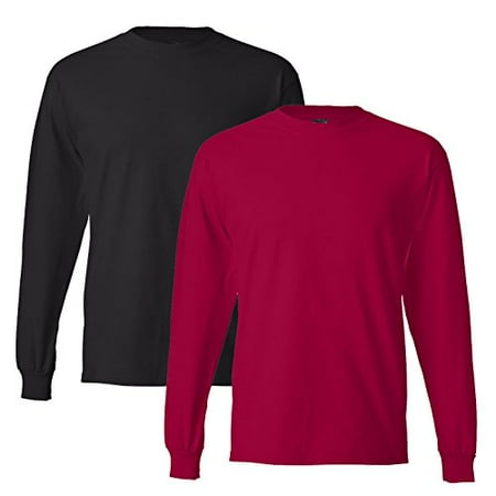 

Hanes mens 6.1 oz. Long-Sleeve Beefy-T5186-BLACK/DEEP RED-XL Pack of 1