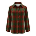 thumbnail image 4 of Arnsht Womens Plaid Shirts Cotton Classic Long Sleeve Button Down Collared Casual Tops Corduroy Shirt Jacket Lightweight Fall Blouses Green XL, 4 of 5