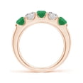 thumbnail image 2 of ANGARA Natural Shared Prong Emerald and Diamond Half Eternity Ring in 14K Rose Gold for Women (Size-4.2mm) | May Birthstone, Birthday, Anniversary, Jewelry Gift for Women | Natural Emerald Ring, 2 of 8