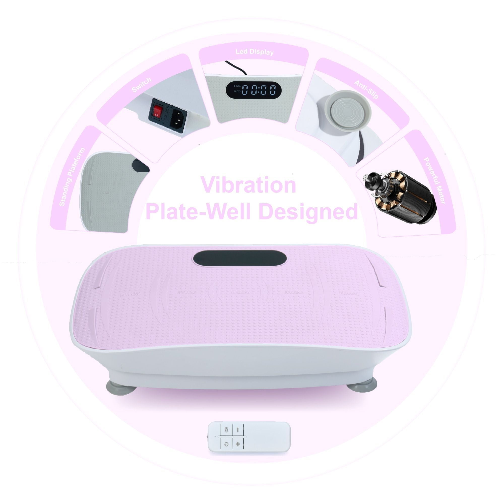 Crazy Fitness Vibration Platform: 10-Speed Smart Body Shaker & Fat Burner - Pink