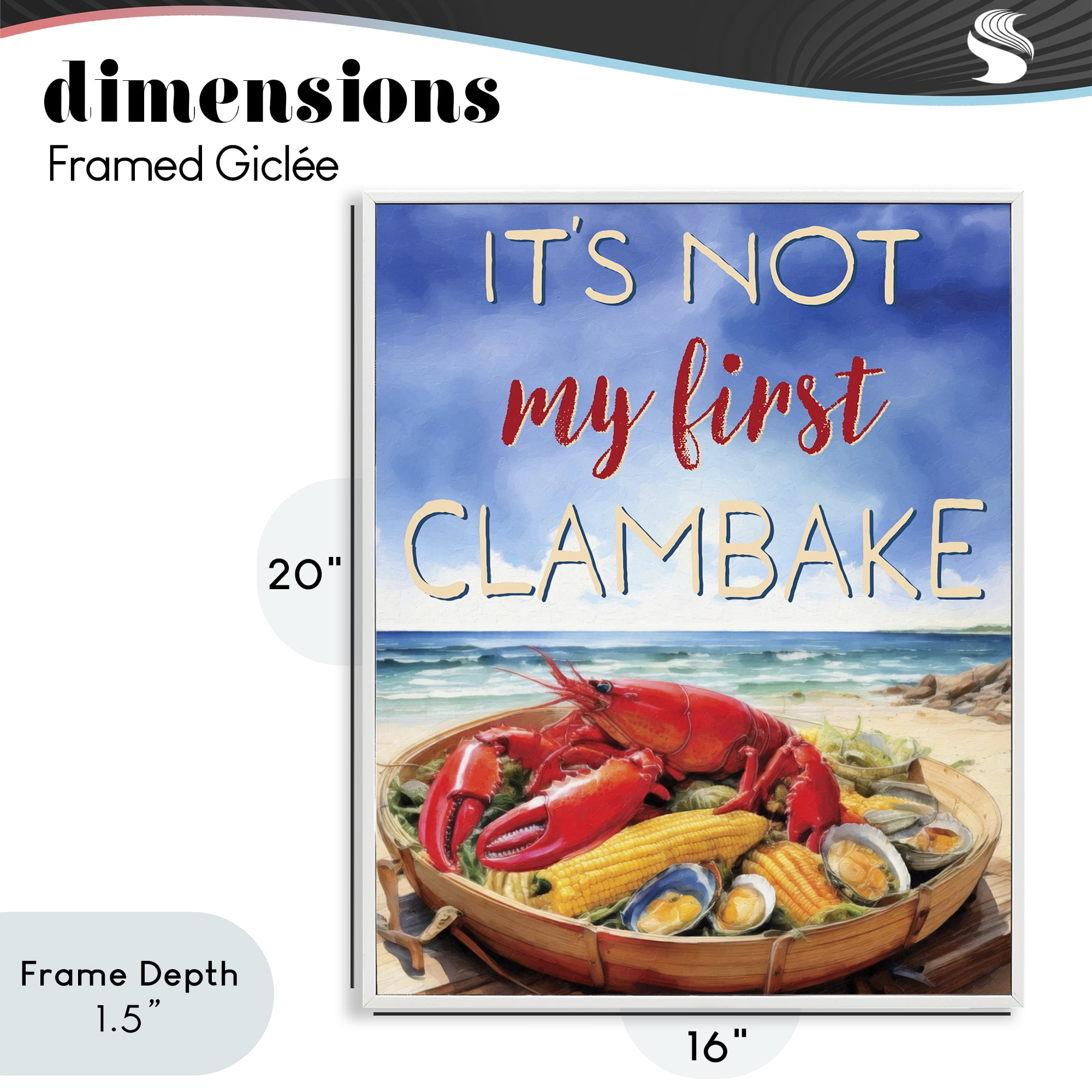 Stupell Industries Not My First Clambake White Framed Giclee Art, design by Grotto Studios