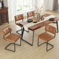 thumbnail image 4 of Zesthouse Mid-Century Modern Dining Chairs Set of 2, Upholstered Faux Leather Dining Room Chairs with Back and Black Legs, Armless Side Chairs for Kitchen & Dining Living Room, Brown, 4 of 12