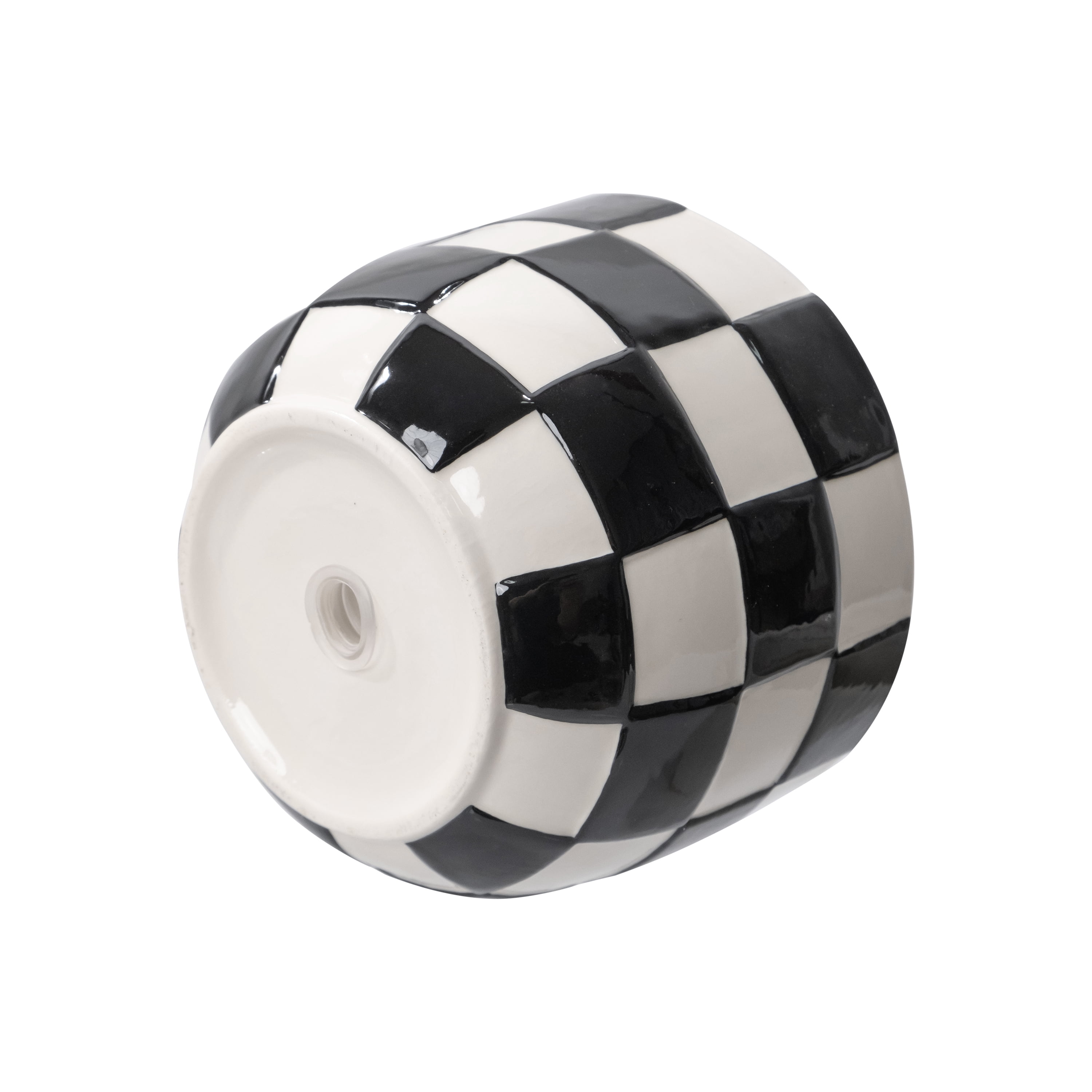 Mainstays Lennon 6" x 6" x 4.5" Round Black Checkered Ceramic Planter