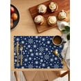 thumbnail image 2 of Placemats Set of 6, Cotton Linen Heat Table Mats Non-Slip Washable Christmas Winter White Snowflakes Navy Placemat for Holiday Banquet Dining Kitchen Table Decor, 2 of 6
