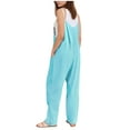 thumbnail image 3 of hotojiny Womens Jumpsuits V Neck Sleeveless Casual Overalls Spaghetti Straps Loose Long Pants Rompers with Pockets, 3 of 6
