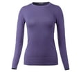 thumbnail image 1 of A2Y Women's Fitted Crew Neck Long Sleeve Side Slit Viscose Sweater Blue Berry S, 1 of 5