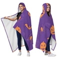 thumbnail image 2 of Wearable Blanket,Purple Halloween Pumpkins Bats and Spiders Hooded Wearable Flannel Blanket for Adults & Teens,Winter Poncho Shawl Wrap Cape Cozy Anti-Pill,50"x60", 2 of 5