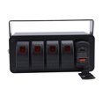 thumbnail image 1 of Panel de interruptor Basculante de 4 Bandas para Automóvil, Camión, Barco, RV, UTV, ATV, Aluminio de Alta Resistencia, Inmediable, Ajuste Universal Con Cargador USB PD TUPO C, 1 of 7