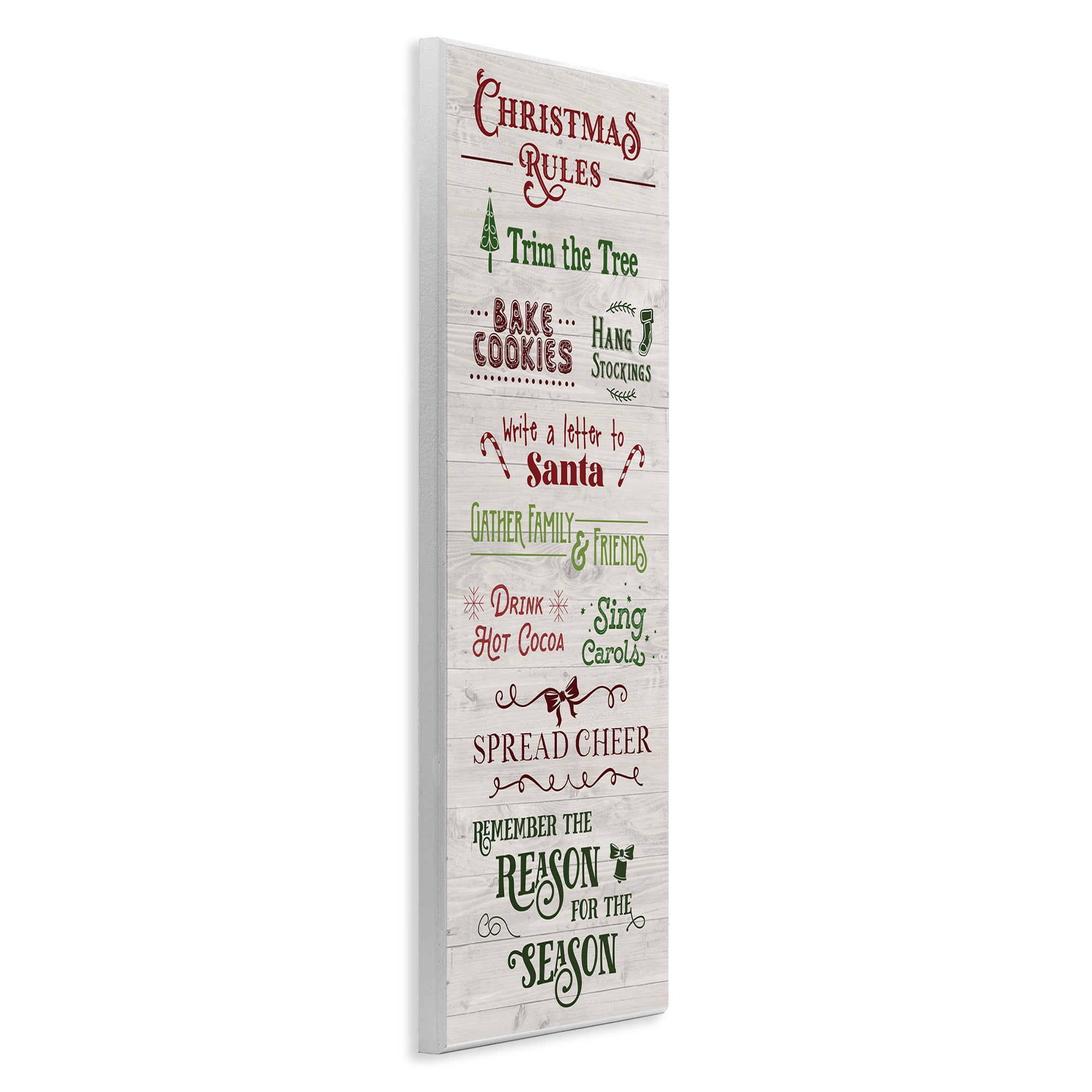 Stupell Industries Rustic Christmas Rules Holiday Painting Unframed Art Prints Wall Art, 7 x 17