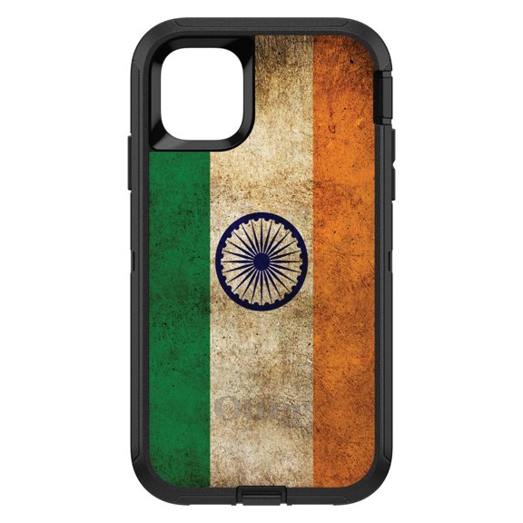 DistinctInk OtterBox Defender Custom Case for Apple iPhone 15 (6.1" Screen) - Show Your Love of India - Lightweight Grip