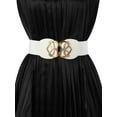 thumbnail image 5 of INSPIRE CHIC Women's Heart-Shaped Stretchy Belts, Interlock Buckle Elastic Waistband for Dresses One Size White, 5 of 6
