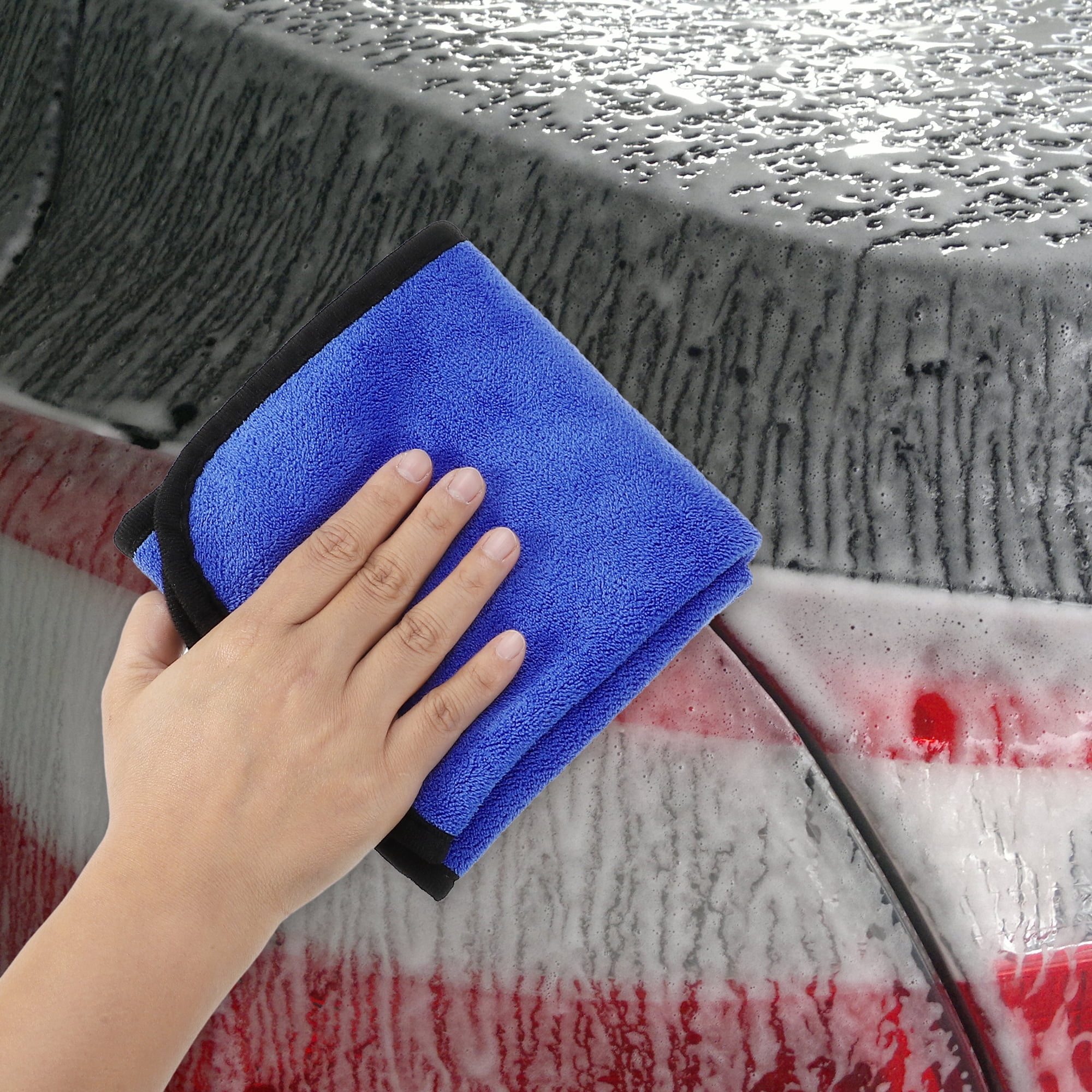 Unique Bargains 5Pcs 26 x 13 Gray Microfiber Towel Clean Cloth for Car