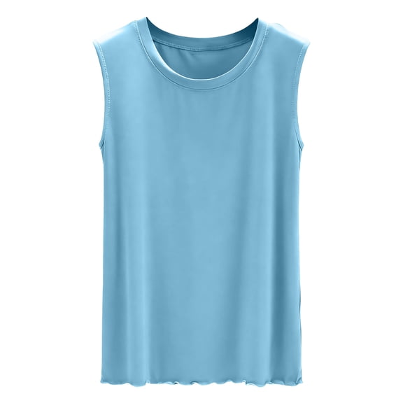 Admvng Women's Crew Neck Tank Tops Sleeveless Solid Casual Basic Summer Blouses