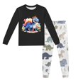thumbnail image 2 of Pyjamas pour Garçons Ensemble de Pyjama Imprimé Dinosaure Col Rond Manches Longues Pantalon 2 Pcs Printemps Automne Pyjamas pour Tout-Petits Noir 4 Ans-5 Ans, 2 of 5