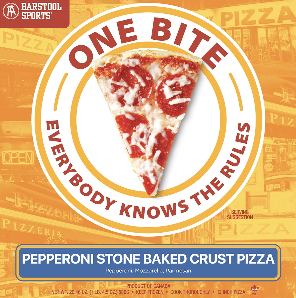 Barstool Sports One Bite Pepperoni Frozen Pizza 12" 20.46 oz
