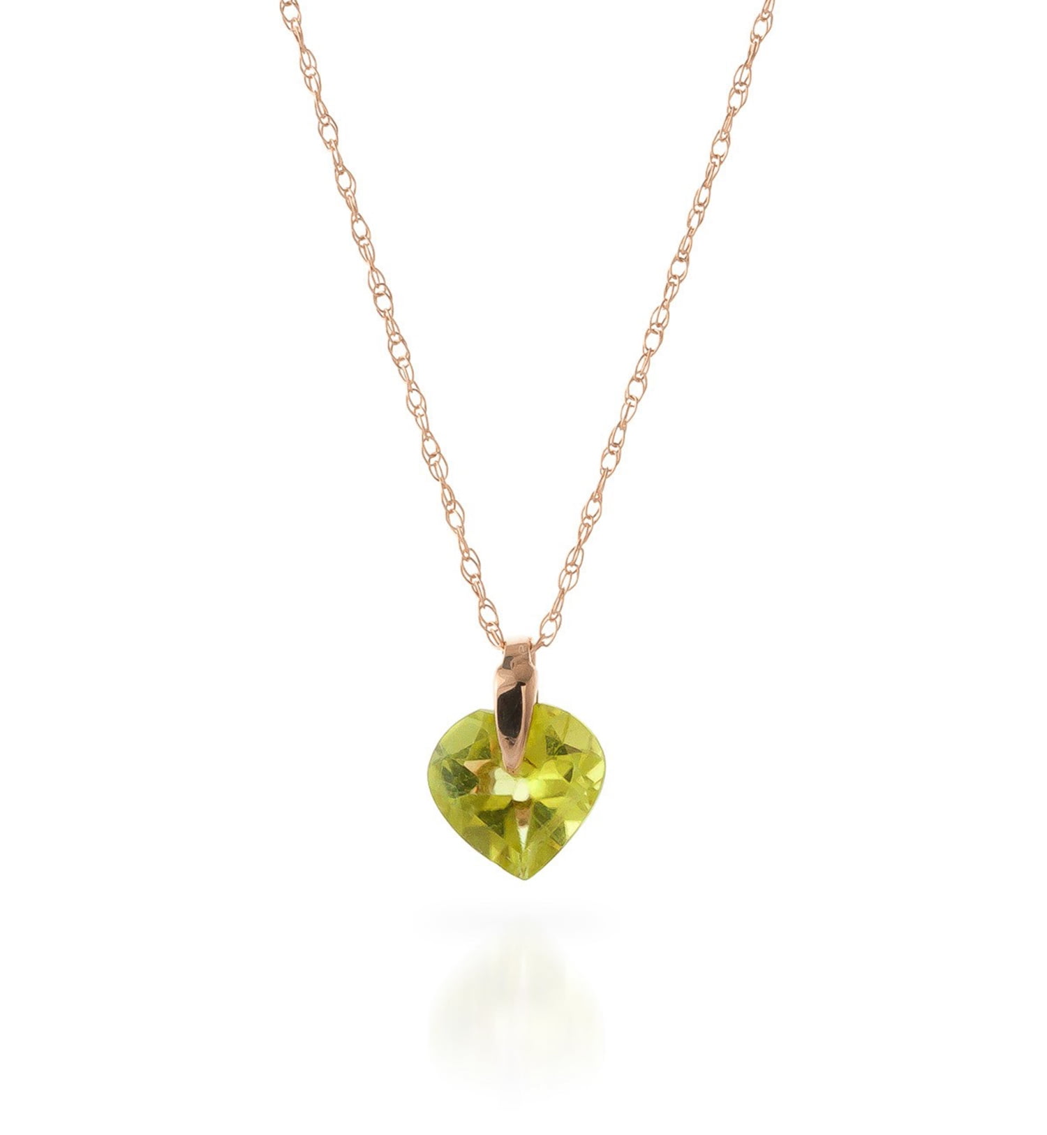 9ct Gold Peridot 6mm Heart Pendant and chain