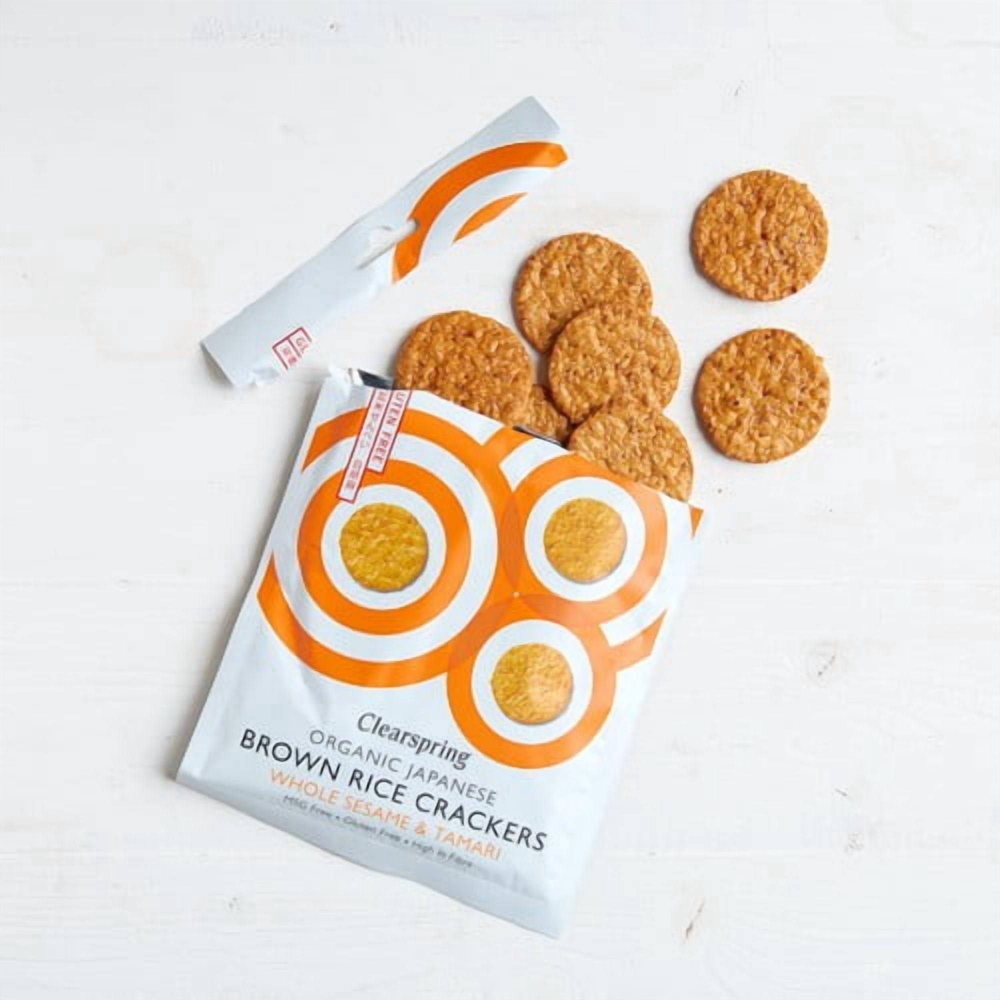 Clearspring Organic Whole Sesame Brown Rice Crackers 40g, British Import (Pack of 6)