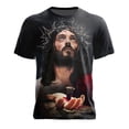 thumbnail image 4 of TrendOFT T Shirts for Man Jesus Graphic Printed Short Sleeve Crew Neck Casual Soft Fashion Daily Wear Mens Shirts Black L, 4 of 4