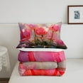 thumbnail image 4 of Erosebridal Chic Tulip Flowers Comforter Set Queen Pink Floral Bedding Set,Girly Pastel Blossoms Down Comforter Watercolor Leaves Bed Set Botanical Plant Quilted Duvet Room Decor,Lightweight, 4 of 5