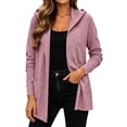 thumbnail image 3 of Meichang Lightweight Cardigans for Women Hooded Long Sleeve Open Front Cardigan Fall Soft Thin Cardigan with Pockets Pink XL, 3 of 9