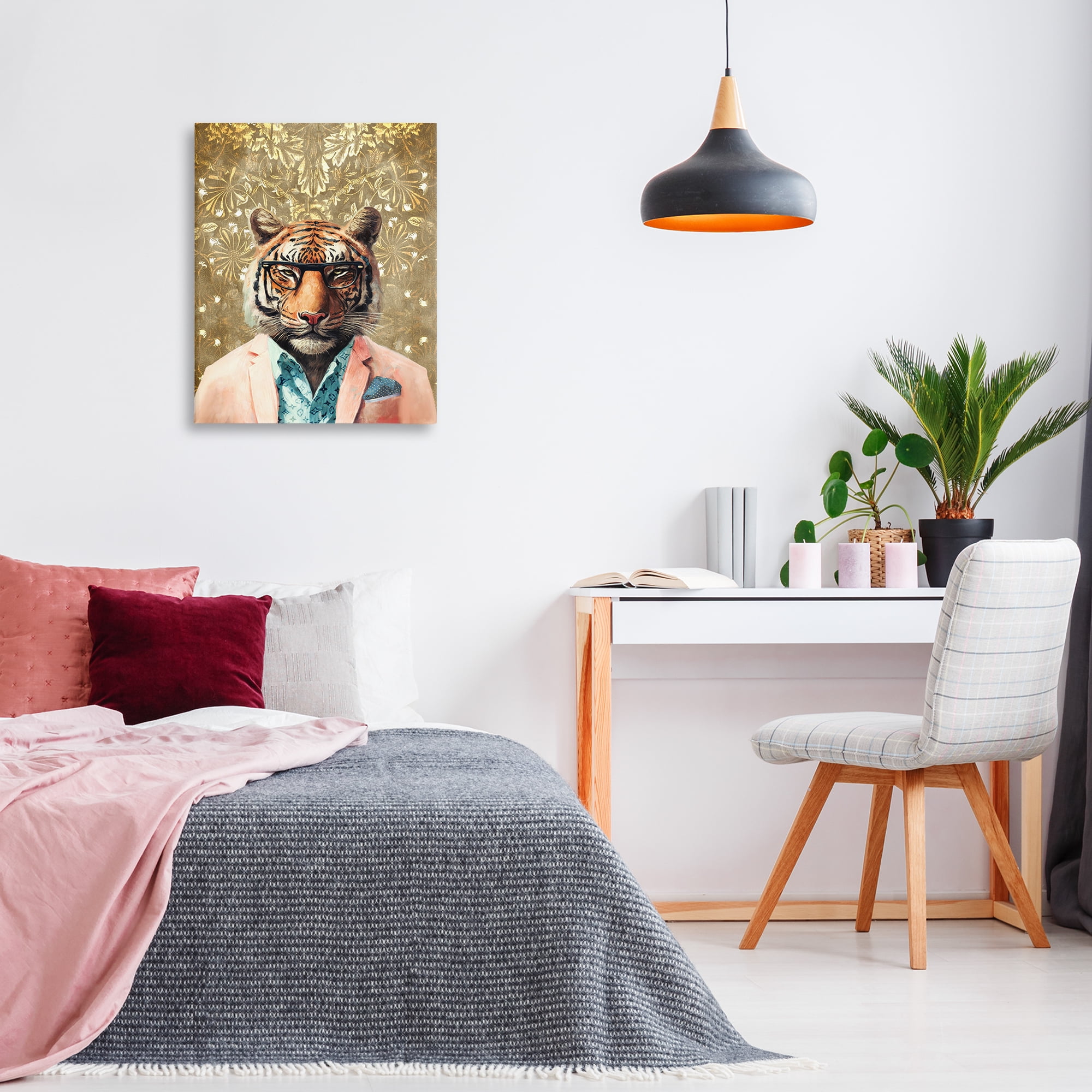 Stupell Industries Stylish Tiger Gold Wall Animals Painting Wrapped Canvas Art Print Wall Art, 24 x 30