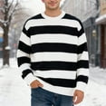 thumbnail image 2 of DHFJKG Men's Color Block Striped Sweaters Loose Fit Long Sleeve Crewneck Pullover Autumn Winter Cozy Jumper Tops, 2 of 5