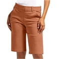 thumbnail image 2 of Womens Bermuda Shorts Golf Short Pull On 7 Inch Inseam Jorts Mid Rise Stretch With Pockets Khaki Utility Comfort Hiking Brown M, 2 of 9