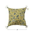 thumbnail image 2 of Creative Co-Op Cotton Pillow with Floral Pattern and Yarn-Wrapped Tassels, 2 of 11