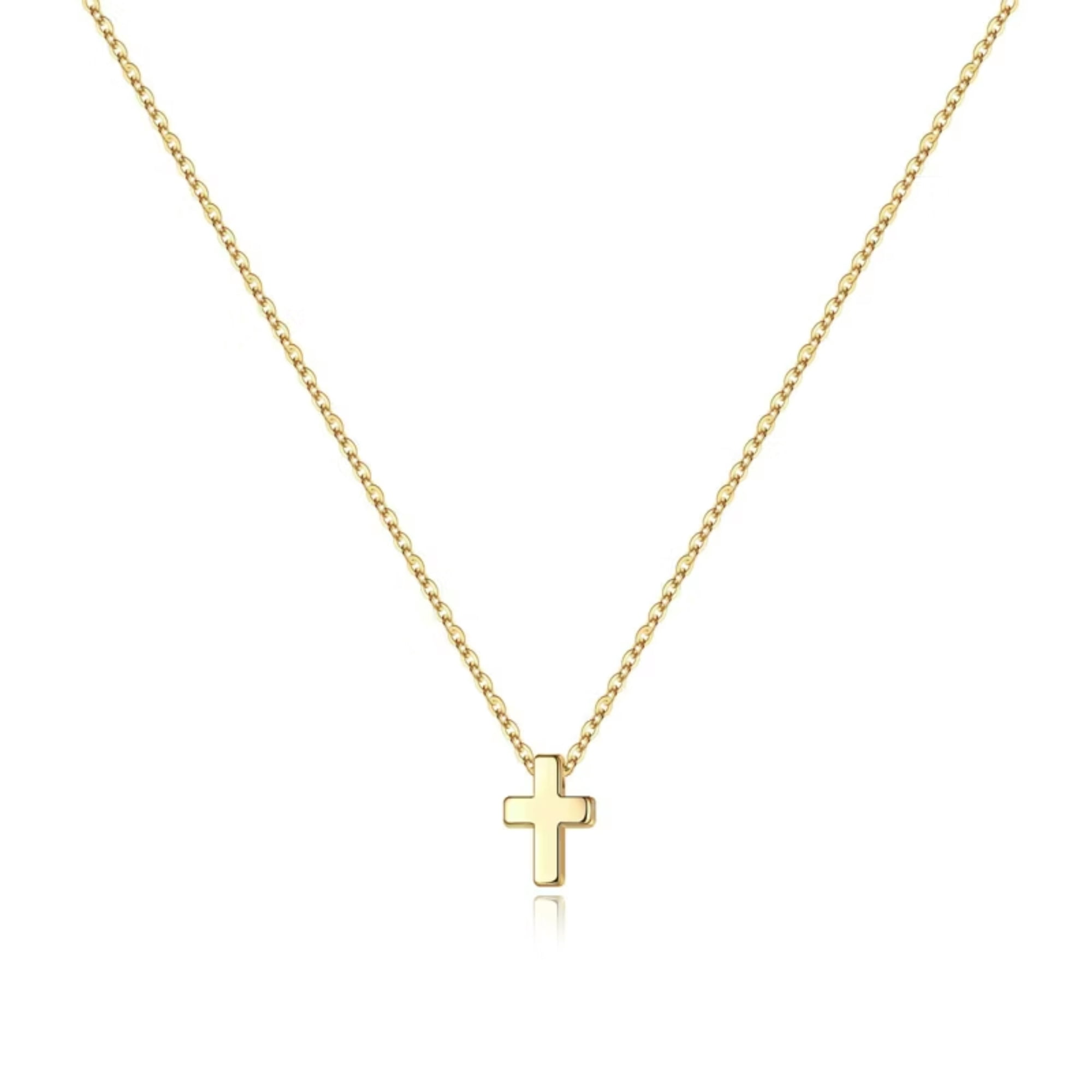 Turandoss 14K Gold Plated Dainty Tiny Small Bubble Cross Pendant Necklace for Women Girls Simple Cute Jewelry Teacher Appreciation Mothers Day Graduation Gifts for Her Mom Kids Teen Girls Wife Ideas