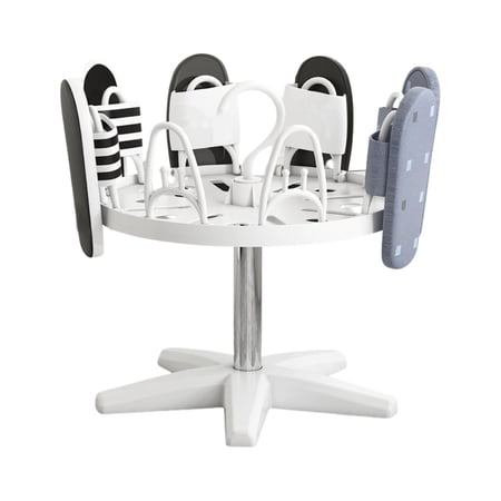 (1st floor) Household simple slippers rack balcony floor-standing shoe drying artifact can be hung to dry round frame (plastic PP) + tube (stainless steel) white