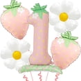 thumbnail image 1 of Set de globos de fresa Mokesova, número 1 rosa de 42 pulgadas, 1 of 7