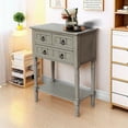 thumbnail image 6 of Entryway Table with Storage, Rustic Small Console Table w/ 3 Drawers & Open Bottom Shelf, Skinny Wood Console Table, Narrow Sofa Side Table for Living Room, Foyer, Entry Table, Roast Oyster, 6 of 6