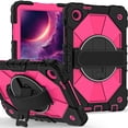 thumbnail image 2 of ELEHOLD Rugged Hybrid Case for T-Mobile Revvl Tab 2 2025 10.1-inch,with Built-in Kickstand 360° Rotating Handstrap Pencil Holder Crossbody Shoulder Strap Shockproof Heavy Duty Case,Black/Rose, 2 of 9