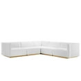 thumbnail image 2 of Modway Conjure Channel Tufted Performance Velvet 5-Piece Sectional in Gold White, 2 of 10