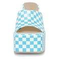 thumbnail image 4 of YDN Women Breathable Platform Square Open Toe Mules Slip On Chunky High Heel Sandals Casual Beach Outfit Shoes Size 16 Blue Checkered, 4 of 5