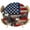 Tan Red, variant on Elastic Fitted Round Tablecloth, American Flag Waterproof Stretch Table Cover for 55"-60" Tables, Eagle Blue Red USA Flag Vintage Washable Outdoor Tablecloths for Patio, Picnic, Camping