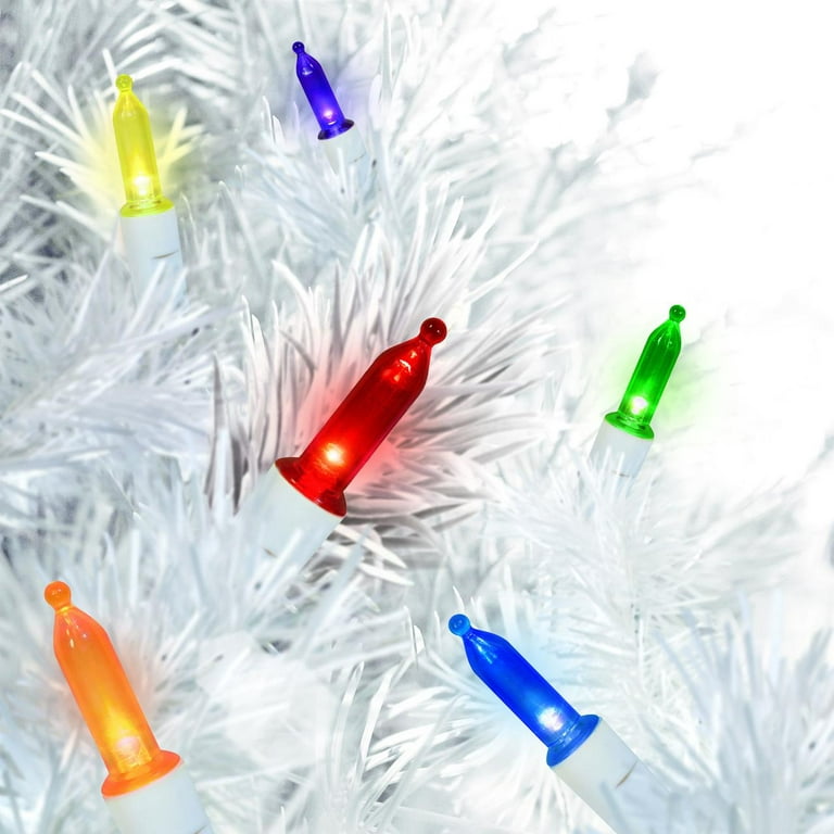 50-Count Multi-Color Mini Christmas Light Set, 10ft White Wire
