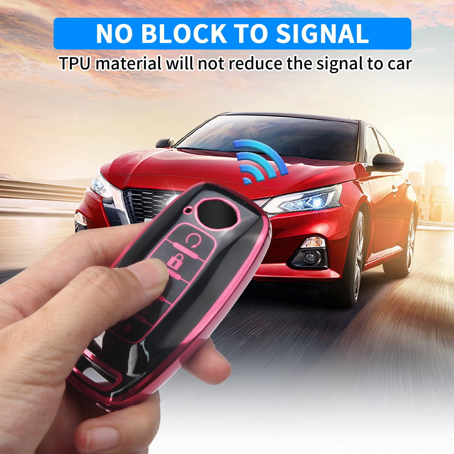 Key Fob Cover for Nissan,Car Key Fob Protector 5 Buttons Key Case Protection Compatible with 2023 2024 Pathfinder Rogue Metal Keychain Remote Key Accessories Protector