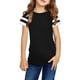 thumbnail image 1 of Gibobby Tirantes Para&nbsp;Camisa Camisetas de manga corta para niñas, camisetas básicas de verano, Top a rayas, cuello redondo, camisa tipo túnica holgada, blusa （Negro， 12-13 Años), 1 of 5