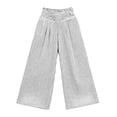 thumbnail image 5 of Nestiefly Girls' Gingham striped Pants Wide Leg High Waist Elastic Waist Casual Loose Trendy Beach Vacation Plaid Trousers with Pockets Black 160, 5 of 8