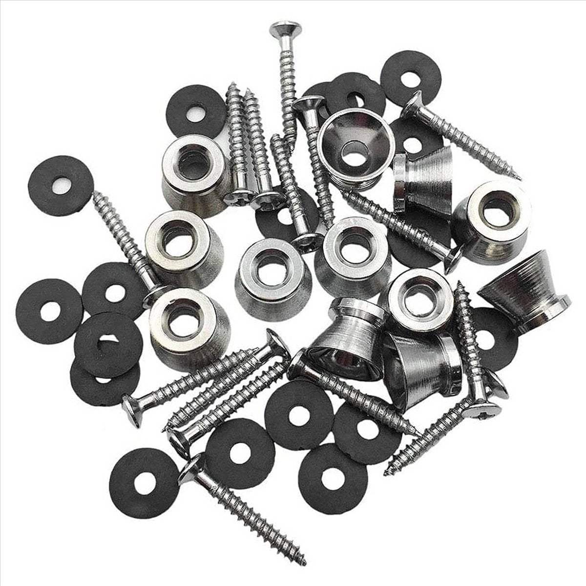 100Pcs Metal Strap Buttons End Pins with Mounting Screws for Electric Acoustic Guitar, ,Ukulele