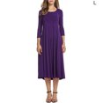 thumbnail image 3 of facefd Robe Femme Col Rond Costume Automne Manches Mi-Automne Grande Robe Évasée Violette L, 3 of 6