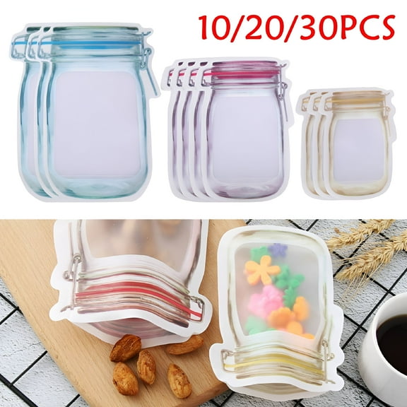 ACDANC Reusable Mason Jar Bottles Bags Portable Zipper Bags Leakproof Fresh Food Storage Bag Snack Sandwich Storage Bags