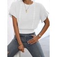 thumbnail image 5 of Gynyvoja Women'S Ruffled Short Sleeve Round Neck Knitted Top Pullovers Sweater White XXL, 5 of 9